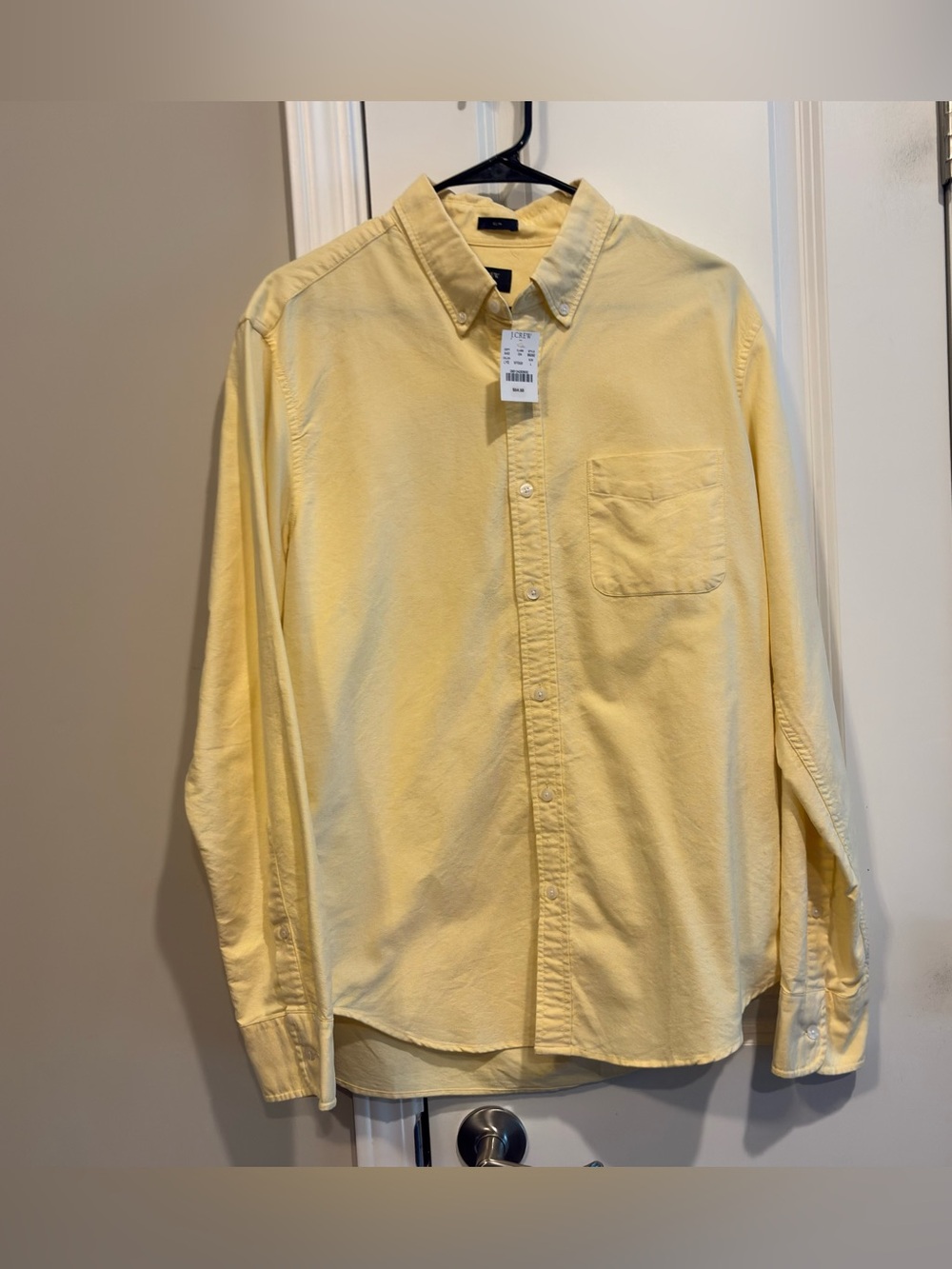 J.Crew Organic Cotton Oxford Shirt in Yellow Slim Fit Size Large NWT